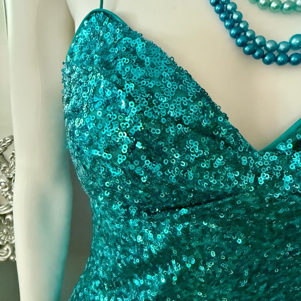 Aidan Mattox Teal Sequin Dress